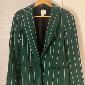 H&M Green and White Striped Blazer